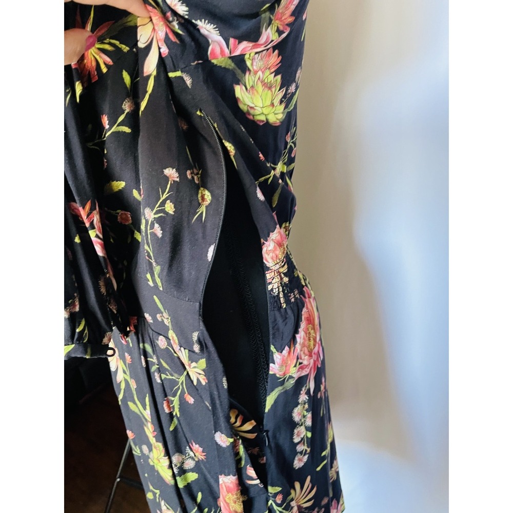 RACHEL ZOE Women Longsleeve V-Neck Floral Mini Dress Size 2 - Picture 11 of 12